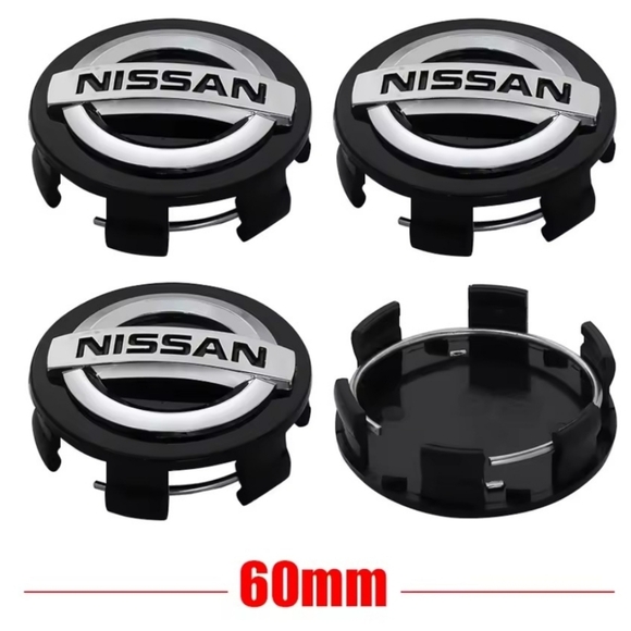 4 Nissan 54mm Or 60mm Wheel Rim Center Caps - Picture 3 of 6